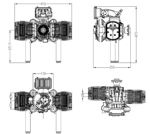 XW630F EFI UAV engine, 31.5 kW